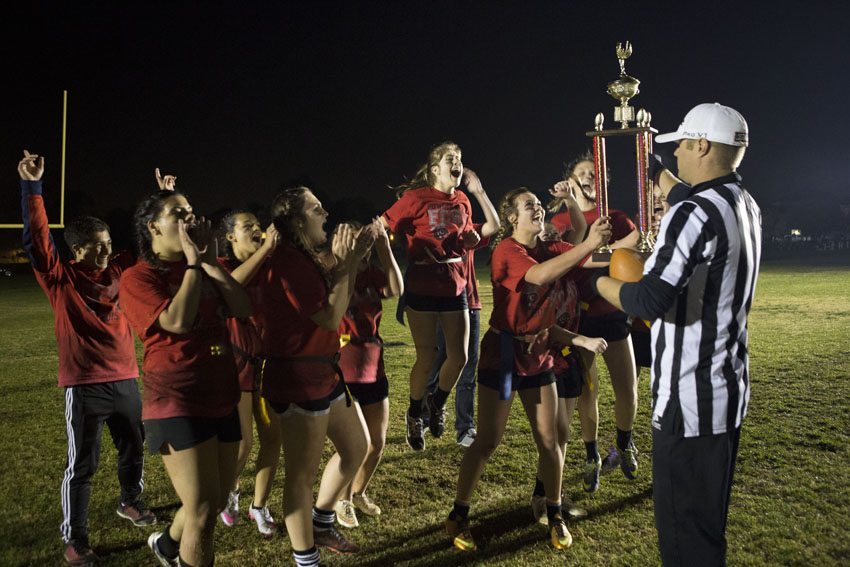 The sophomores defeated the Seniors in the championship game, receiving the official  Power Puff trophy. 