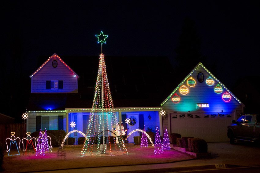 Local neighborhood creates synchronized light show