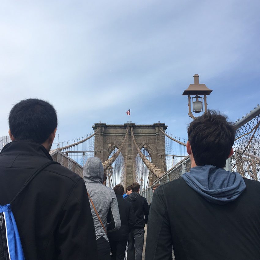 Staffers walked the Brooklyn Bridge adding some extra steps to their daily total.