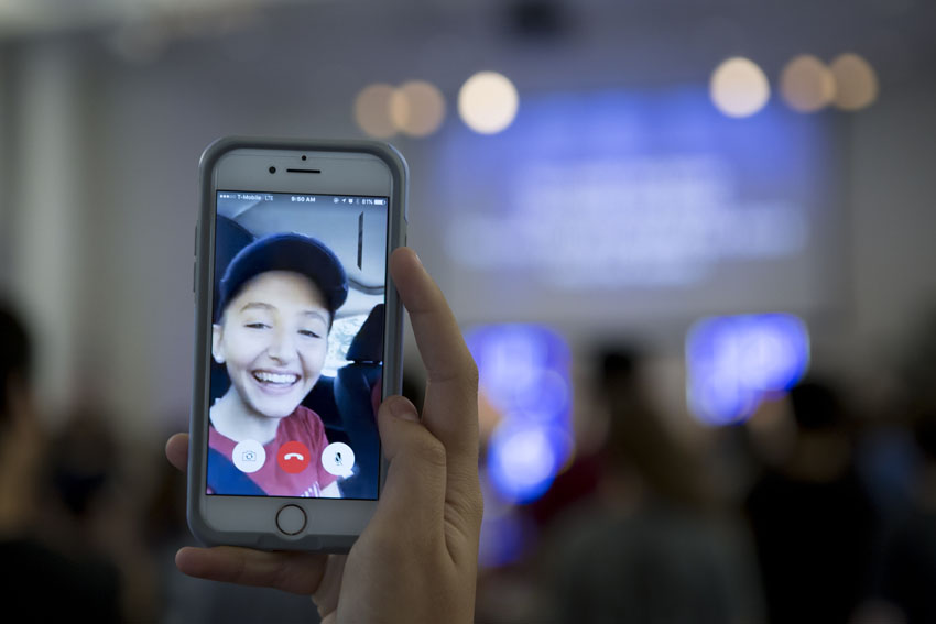 Lindsay would often miss school because of the treatments. Occasionally she would face time a friend so that she could listen into chapel that day.
