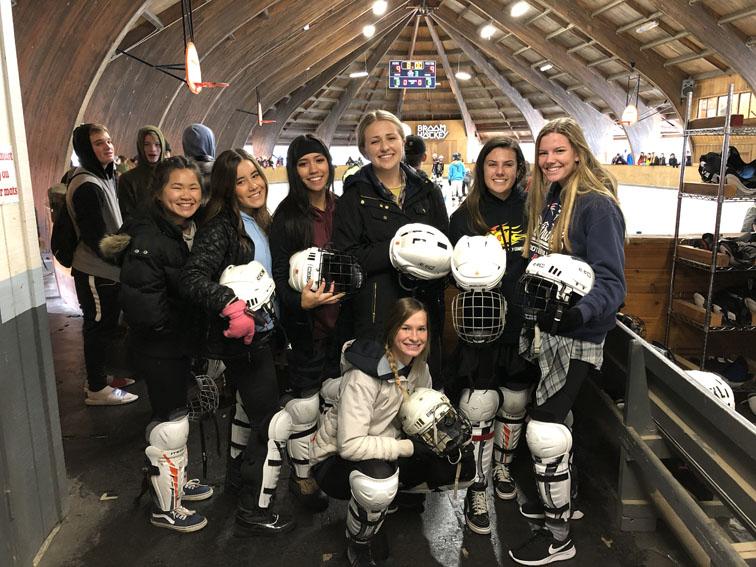 Four Fresno Christian high school girls participate in the annual broom hockey tournament, Jan. 12, 2019. 