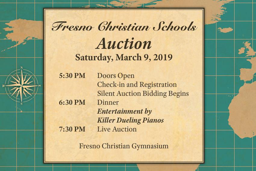 The annual 36th FCS Auction will begin at 5 p.m., March 9, in the Fresno Christian gym. 