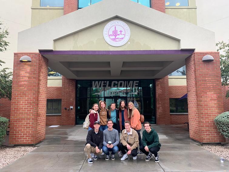 13 students from the senior class travel to Grand Canyon University for the discover trip. 