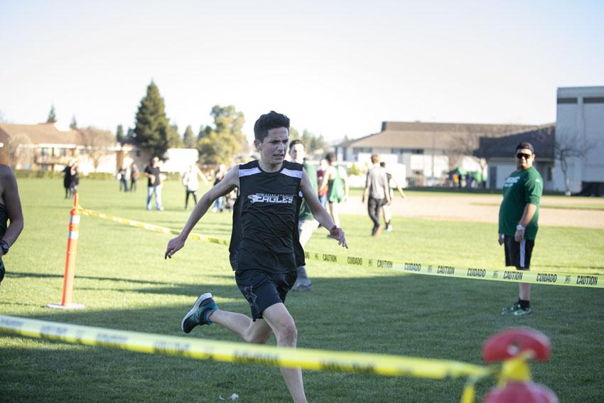 Freshman Christian Dye  competes individually during the cross country meet, Feb 22. 
