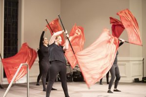 Colorguard performs at FC Christmas concert Holy Holidays