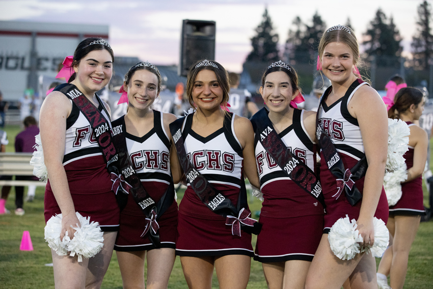 Senior cheerleaders are honored during the Pink Out football game, Oct. 13.