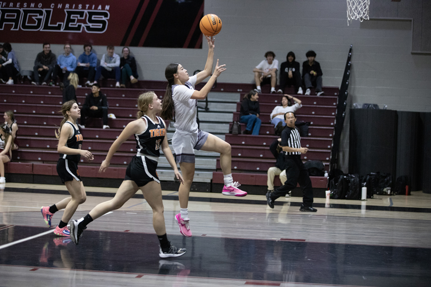 Anna Pascual, 27, goes for the layup. 