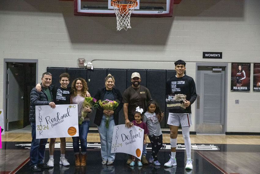 Basketball families celebrate their seniors, Feb. 2.