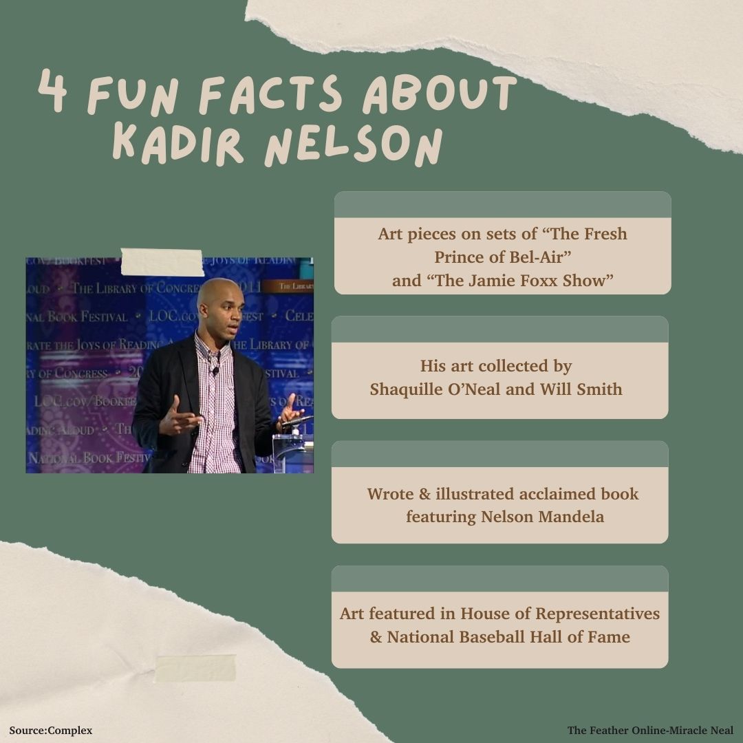 Get to know award winning artist, Kadir Nelson with these four facts. Infographic by Miracle Neal.