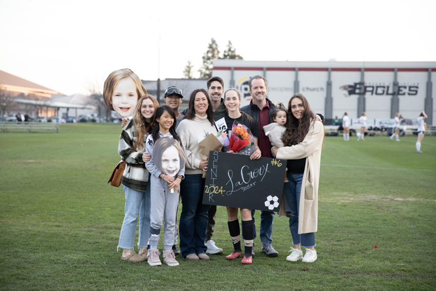 Senior, Grace LaCroix, poses with her family, siblings, and niece, Feb. 13. 