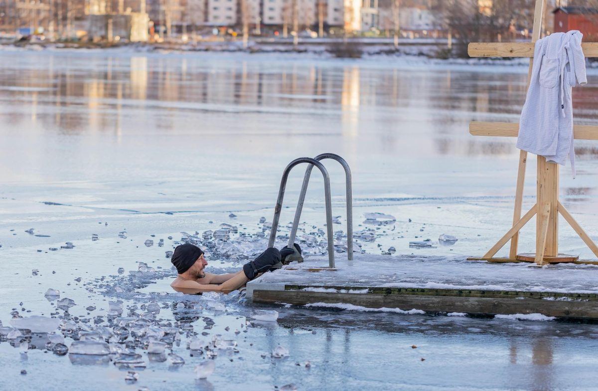 Ice bathing has become a new trend among athletes to help rid soreness. This can be done in many ways, even through a dip in an icy lake!