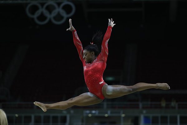 Simon Biles performs at the 2016 Summer Olympics. 