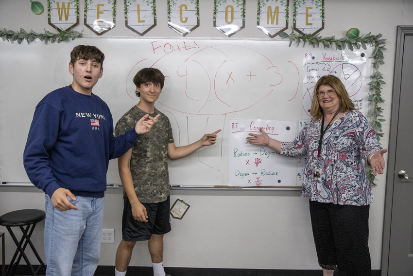 Sophomores Garrett Alvis, Matthew Tacchino chat with Math teacher Angie Counts on the latest episode of EagleCast.