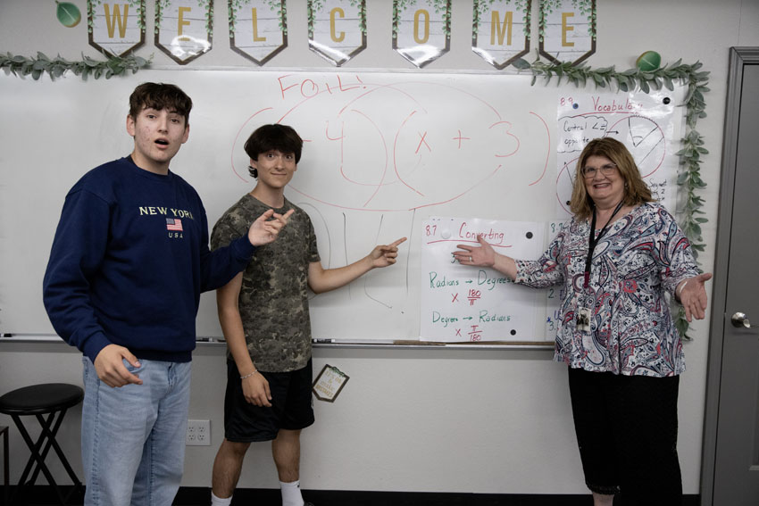 Sophomores Garrett Alvis, Matthew Tacchino chat with Math teacher Angie Counts on the latest episode of EagleCast.