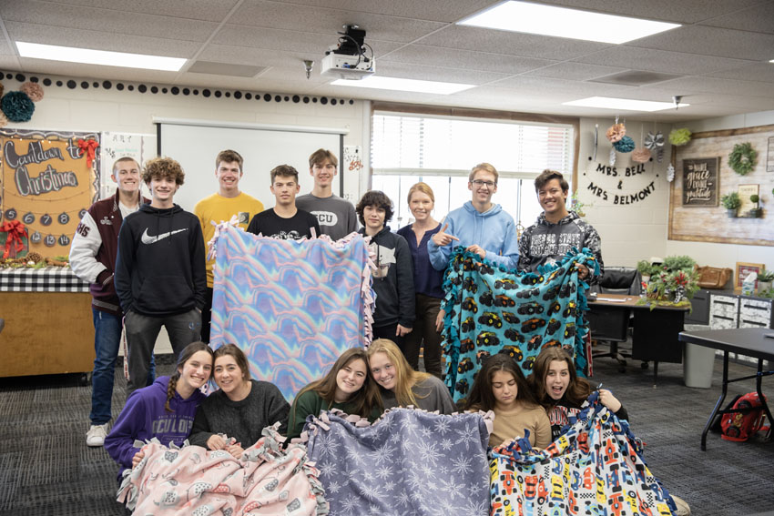 A long tradition from Home Ec classes before Kimberly bell joined FCS was to make blankets and donate to local charities. 