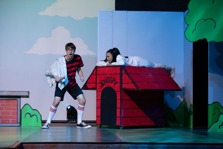 Noah Geil and Klanna McArn play the part of Linus and Snoopy