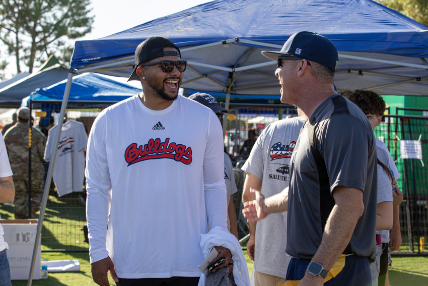 (Left to Right) Former Fresno State QB Marcus McMaryion and retired Colonel Shiloh Briggs, Sept. 14.