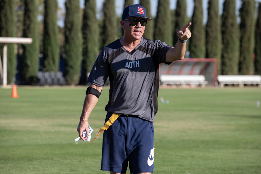 Retired Colonel Shiloh Briggs,  pointing at his teammates, Sept. 14.