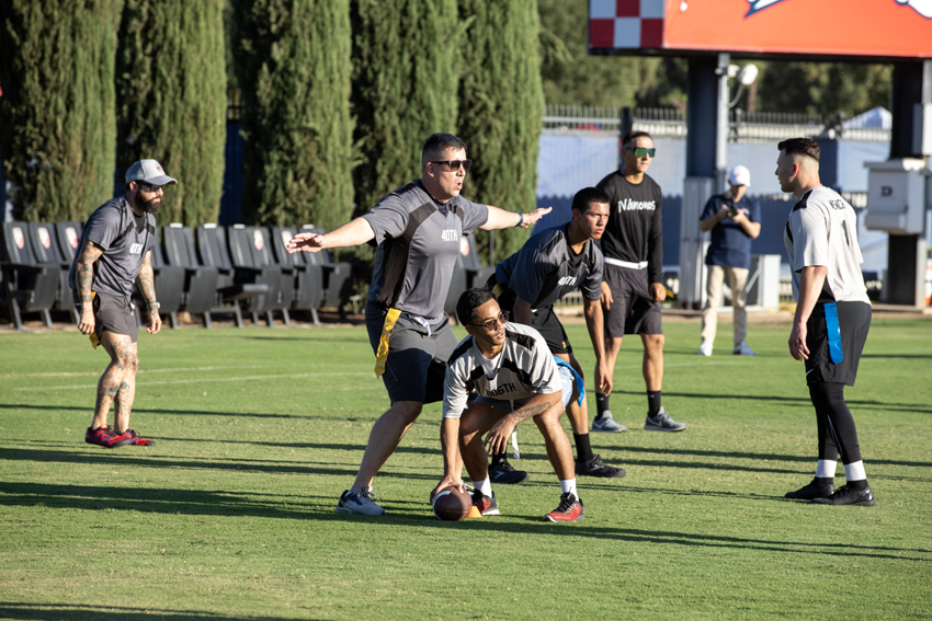 Flag football teams, the Rotors and the Wrenches facing off, Sept. 14.