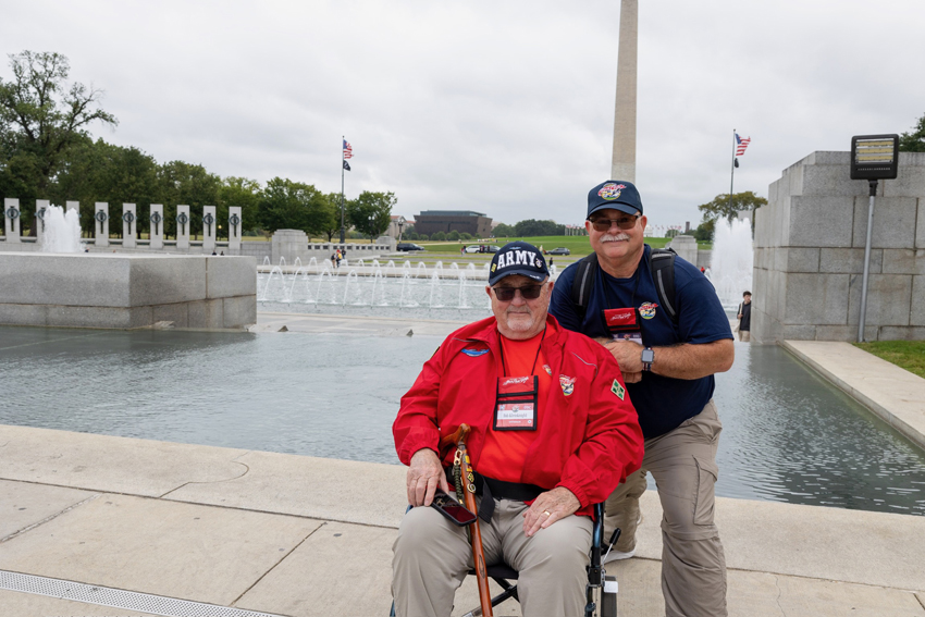 Veteran Bob Kleinknight and his guardian Kelly Mayfield at the WWII Memorial in Washington DC, Sept. 17.