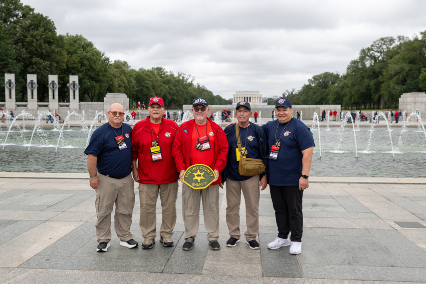 Klein Knight and other Honor Flight partipants from Fresno County Sheriffs where he served for 30 years. 