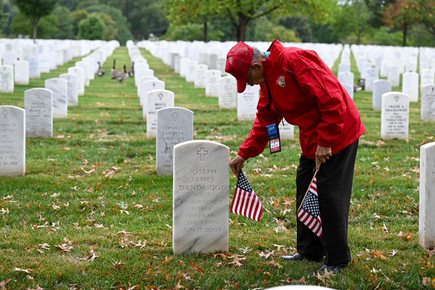 Arthur Dandridge visiting his brothers grave for the first time in Arlington National Cemetery. 