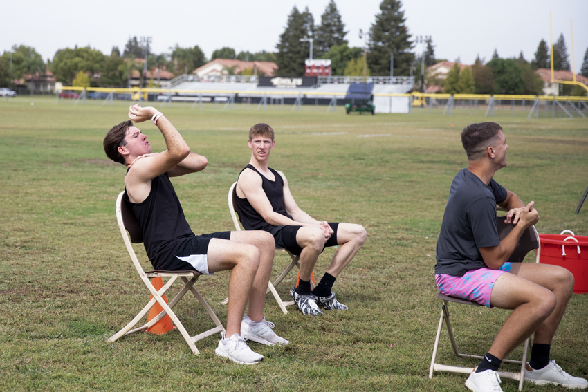 King candidate Theron Meyers, aims his water balloon to take out one of Queen candidates in Human Battleship, Oct. 10.