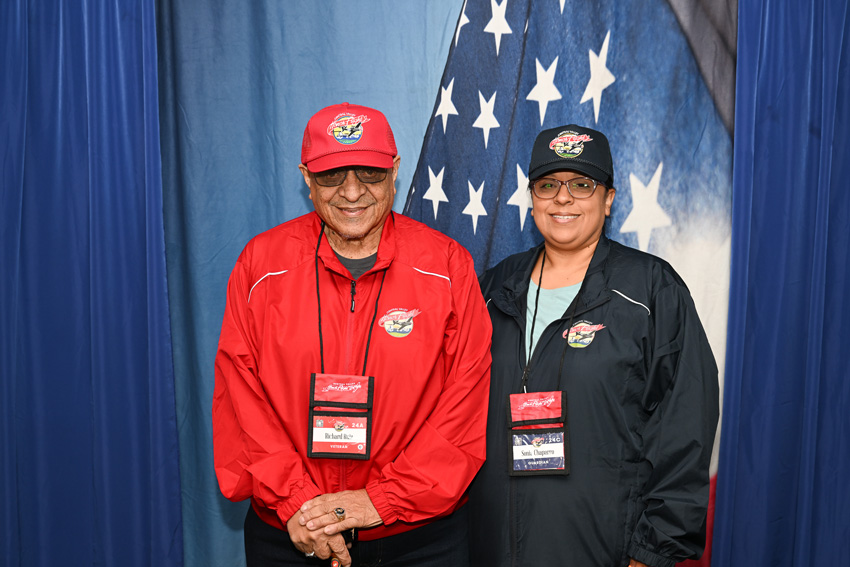 Veteran Richard Ruiz and his guardian Sonia Chaparro on Central Valley Honor Flight 29. 