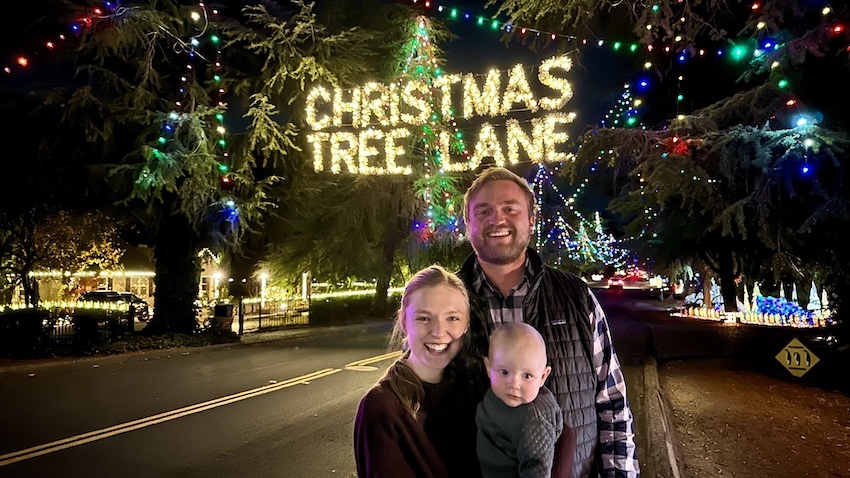 
FC Alumni Austin and Kylie Insco share Christmas Tree Lane with their son Graham for the very first time. 