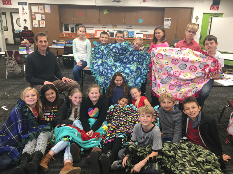 This years seniors in Matt Weimer's fourth grade class participated in the elementary portion of the blanket tradition eight years ago.