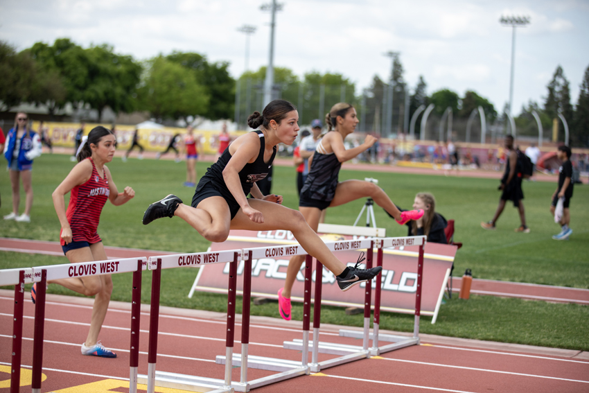 Sophomore Kayla Castro runs the 300m hurdles and 4x4 relay, which has the potential to break the school record.