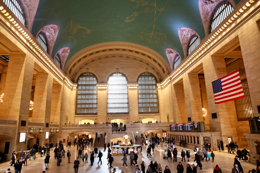 Grand Central Terminal in New York is the largest train station in the world with 44 platforms and 67 tracks and opened in 1913. Vanderbilt's family crest can be seen all through out the terminal. 