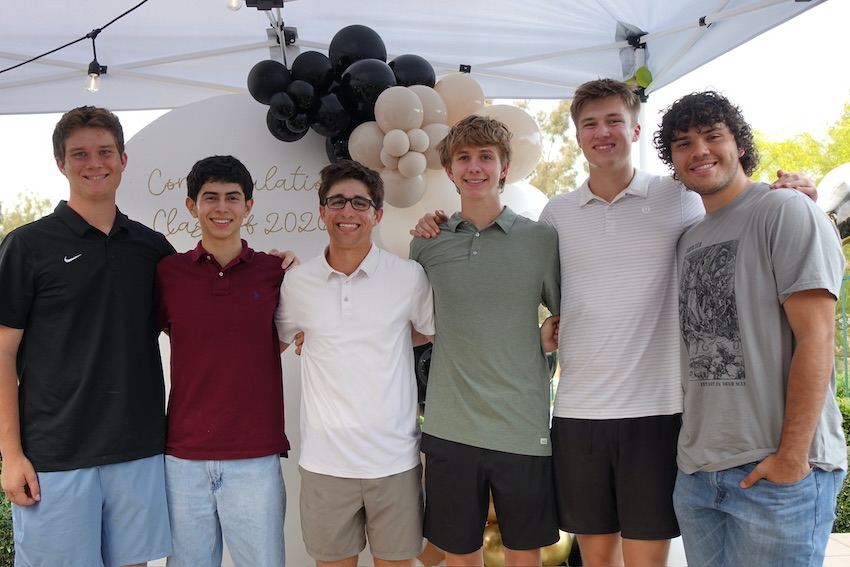 Fresno Christian boys celebrate Braden Belmont at his graduation party.